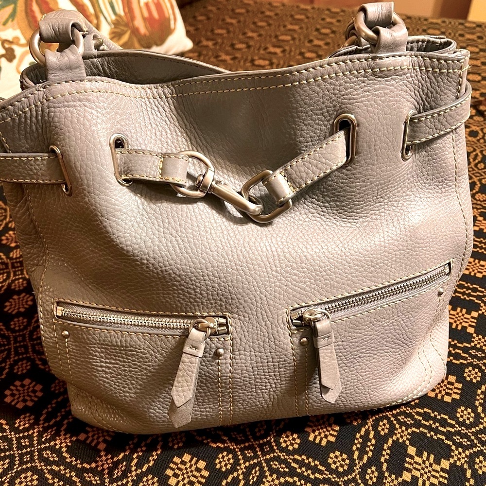 Cole Haan Gray Leather Handbag - EUC
